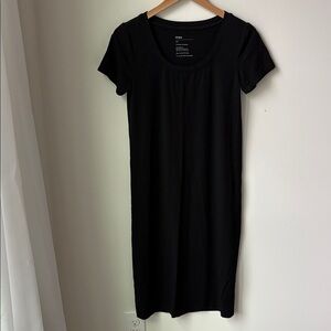 Storq Maternity Tee Shirt Dress in Black Modal Blend Stretch Layering Size S